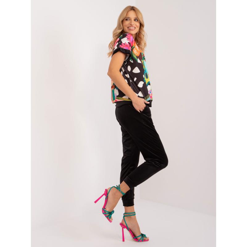 Dámská souprava s kalhotami velurová RUE PARIS černá 