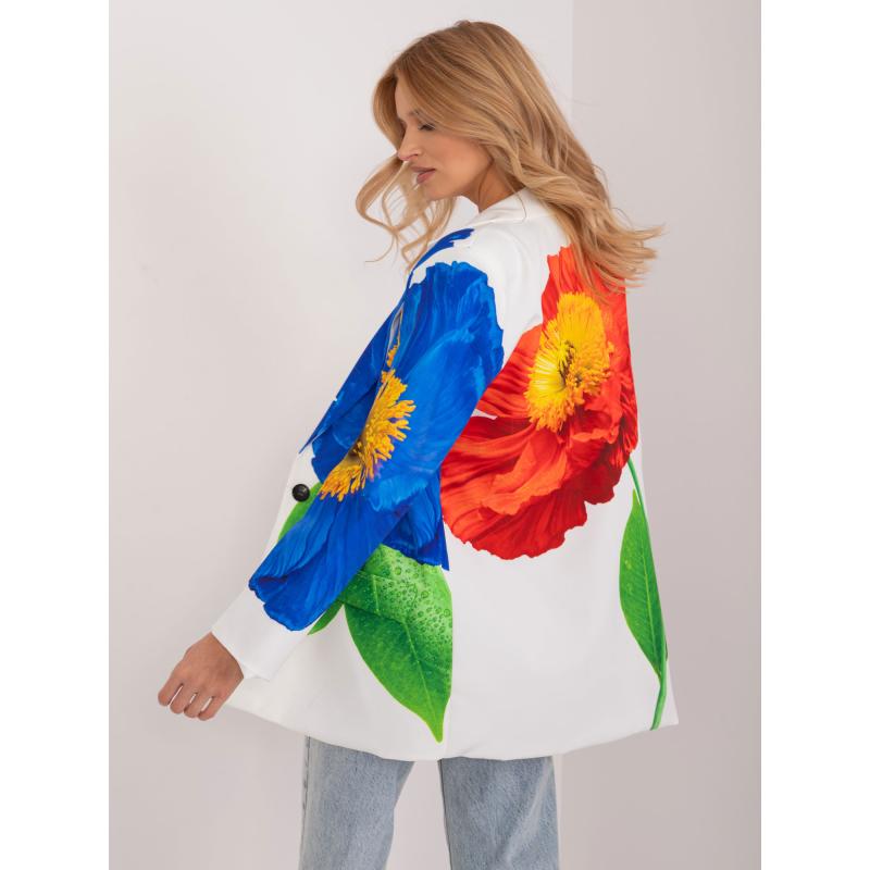 Dámský oversize blejzr s květinovým vzorem krémový