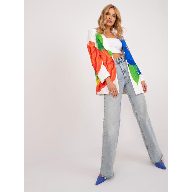 Dámský oversize blejzr s květinovým vzorem krémový