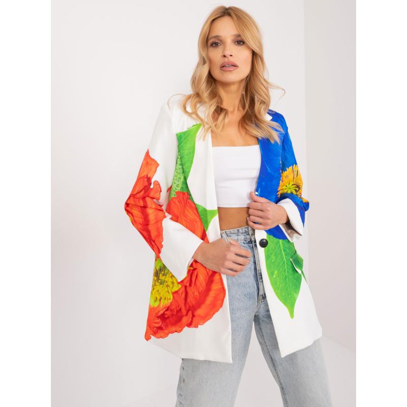 Dámský oversize blejzr s květinovým vzorem krémový