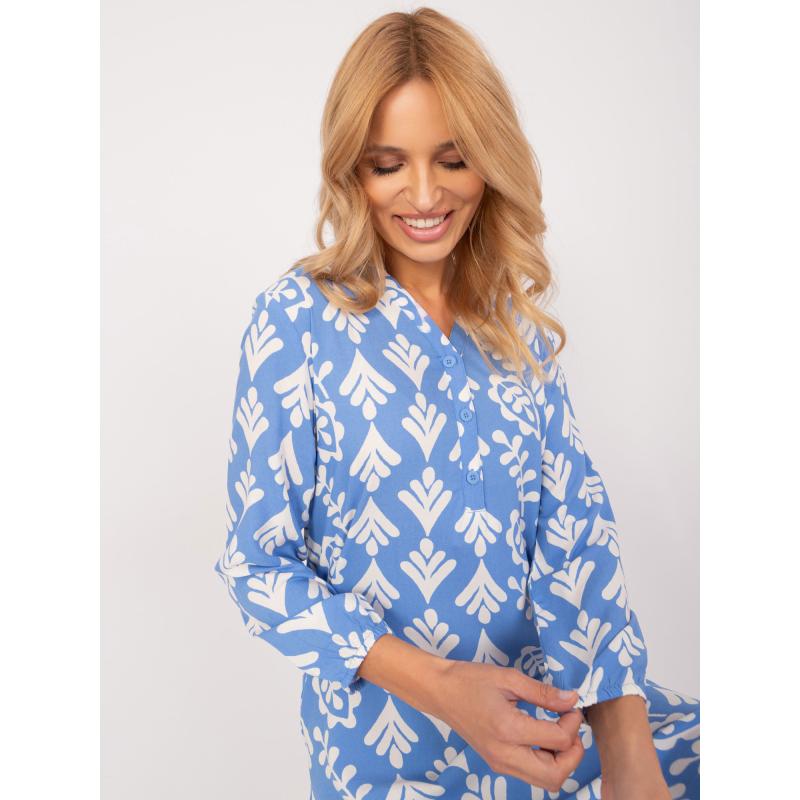 Dámské šaty s asymetrickým potiskem modré 