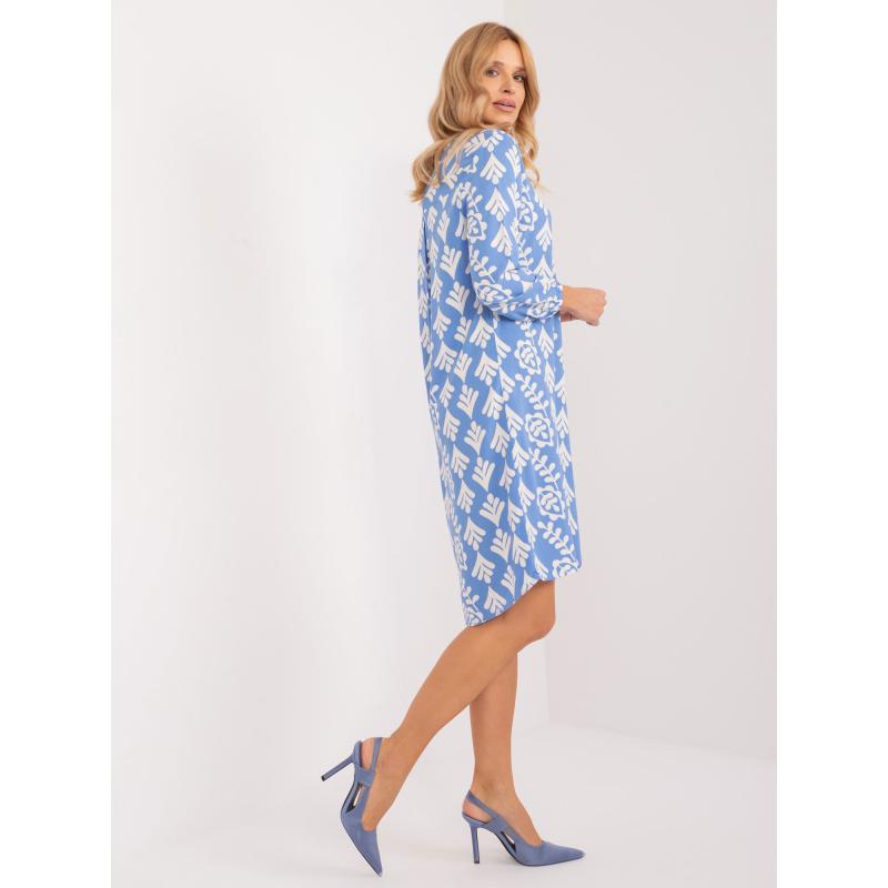 Dámské šaty s asymetrickým potiskem modré 