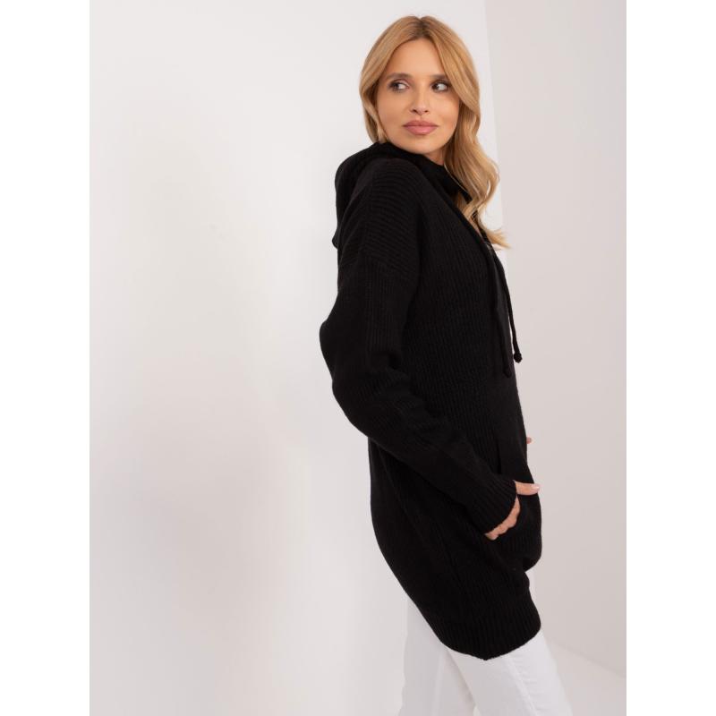 Női kapucnis pulóver fekete