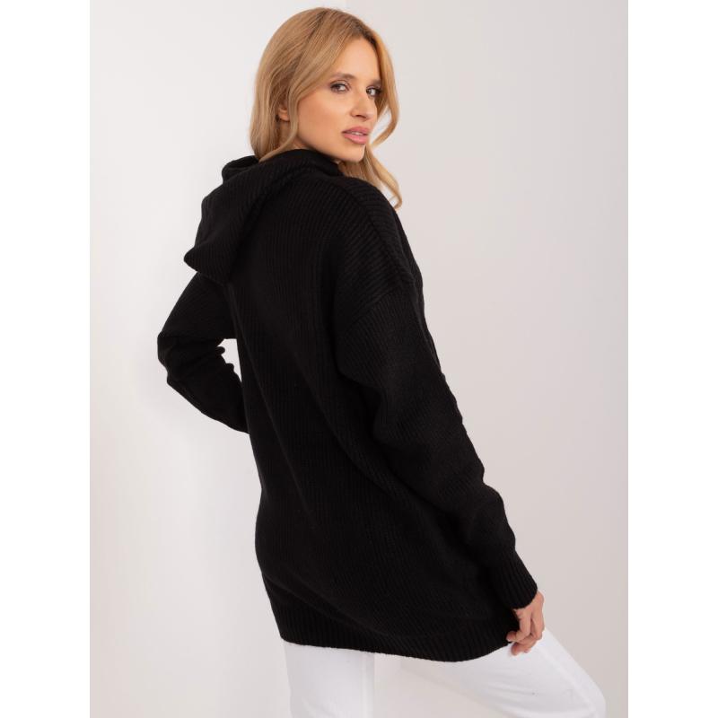 Női kapucnis pulóver fekete