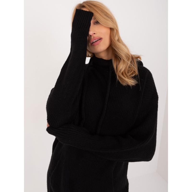 Női kapucnis pulóver fekete