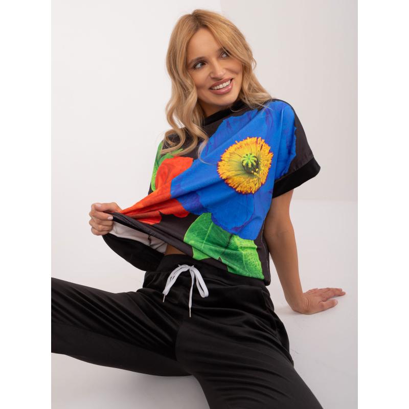 Dámská souprava dvoudílná velurová RUE PARIS černá 