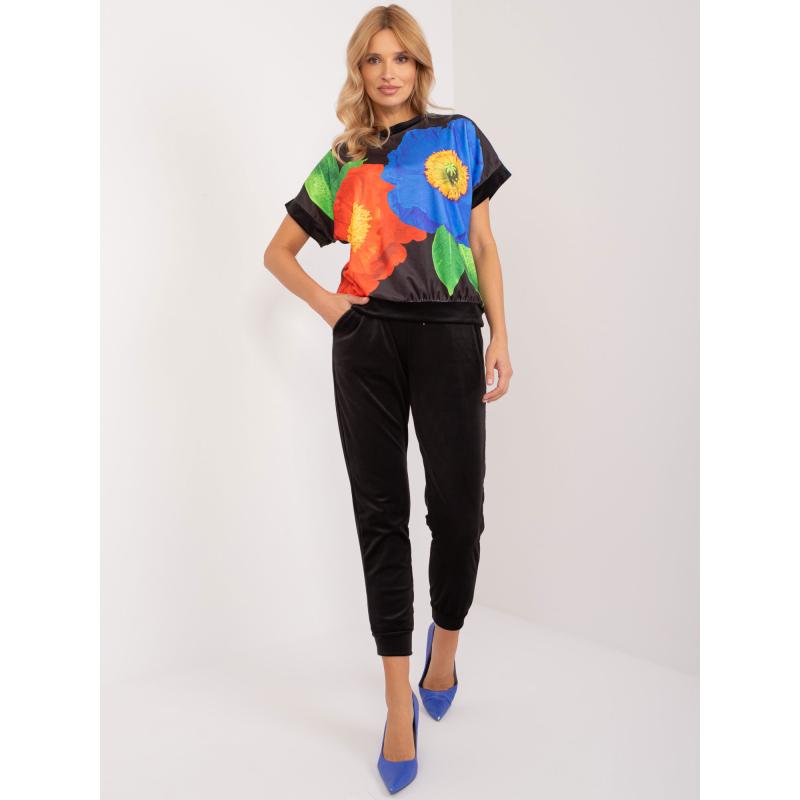 Dámská souprava dvoudílná velurová RUE PARIS černá 