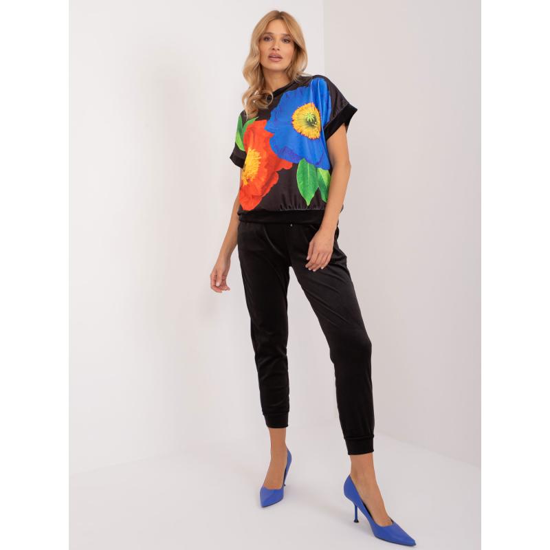 Dámská souprava dvoudílná velurová RUE PARIS černá 