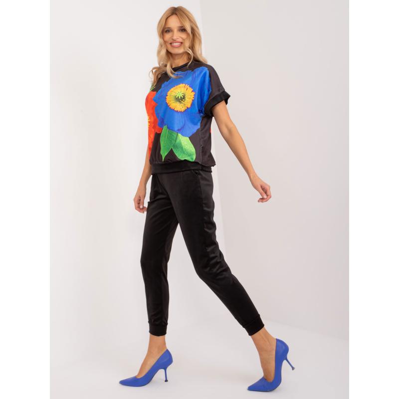 Dámská souprava dvoudílná velurová RUE PARIS černá 