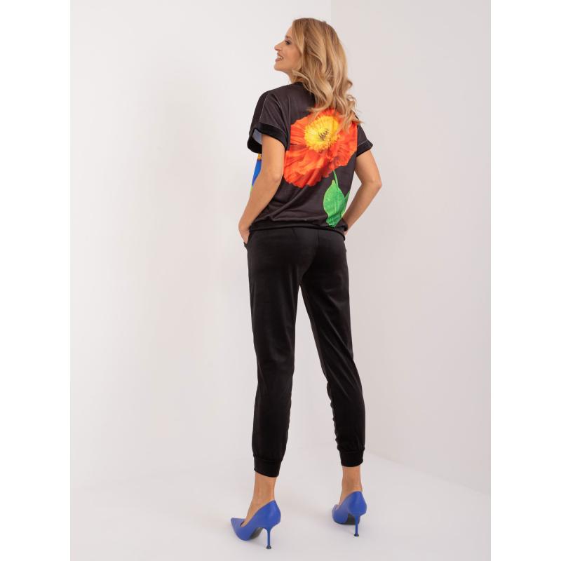 Dámská souprava dvoudílná velurová RUE PARIS černá 