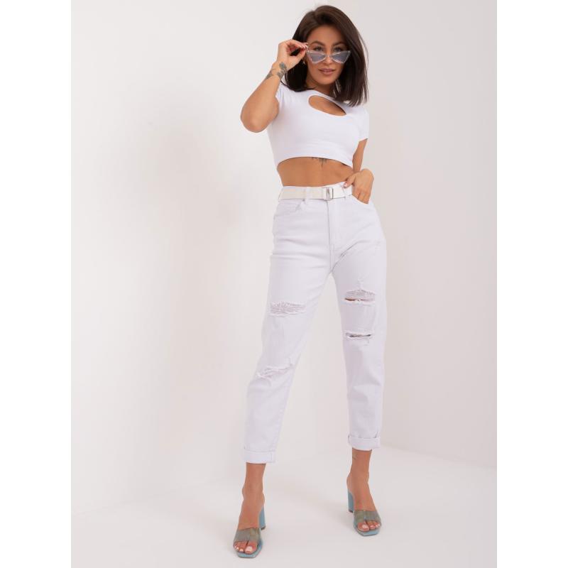 Dámské džíny s páskem bílé 