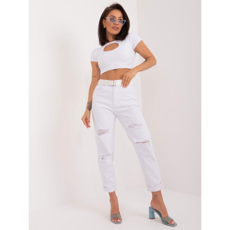 Dámské džíny s páskem bílé 