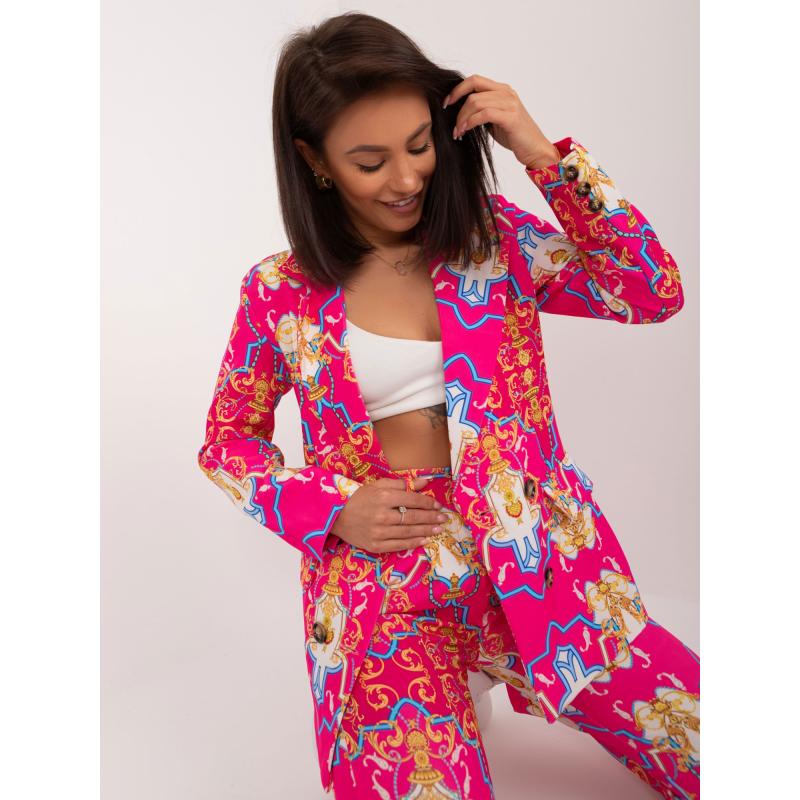 Női nyomtatott szett sötét rózsaszín