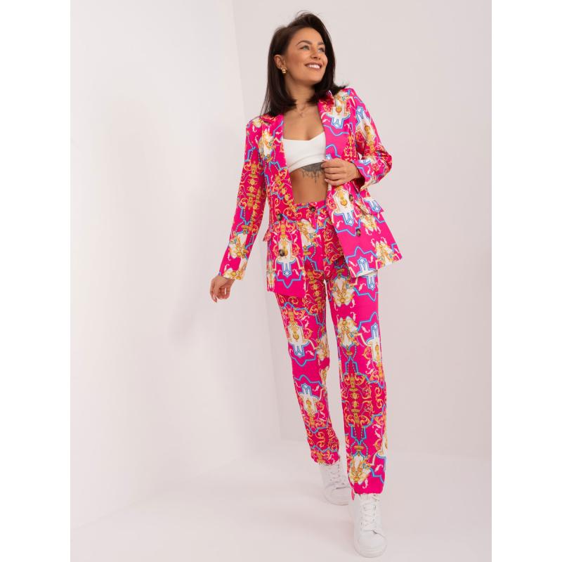 Női nyomtatott szett sötét rózsaszín