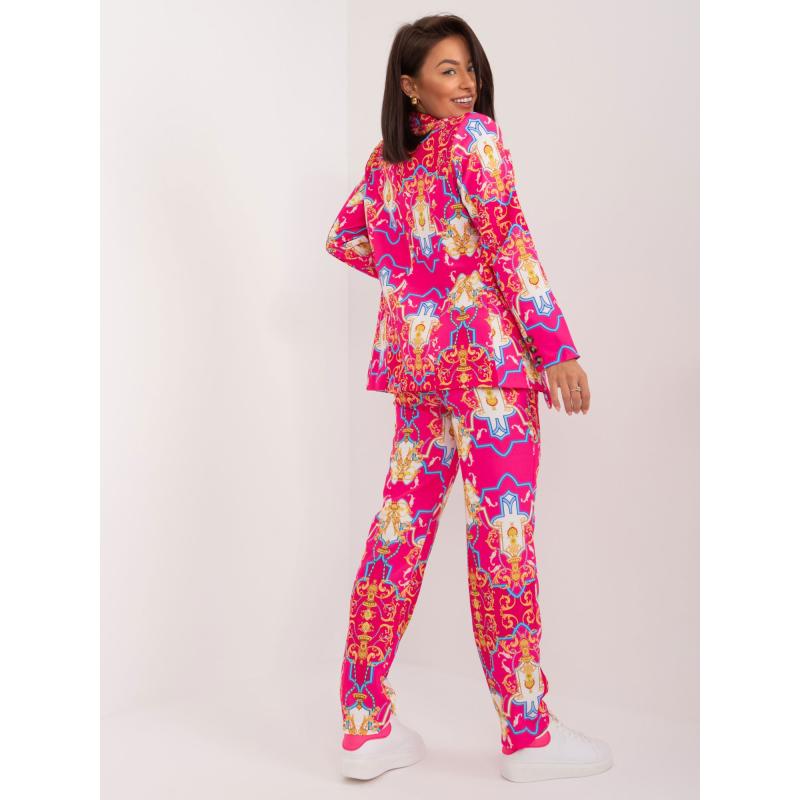Női nyomtatott szett sötét rózsaszín