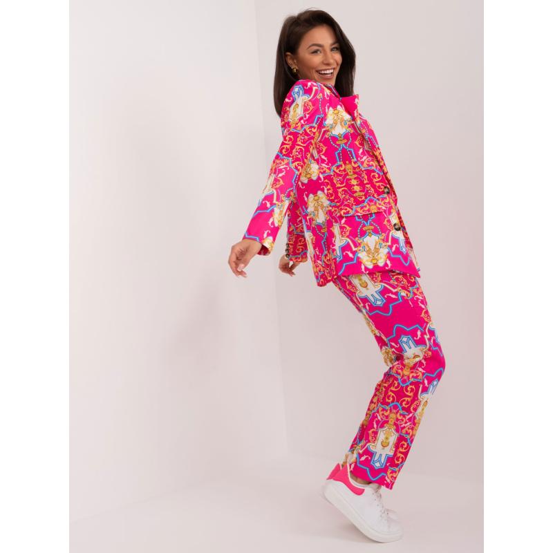Női nyomtatott szett sötét rózsaszín