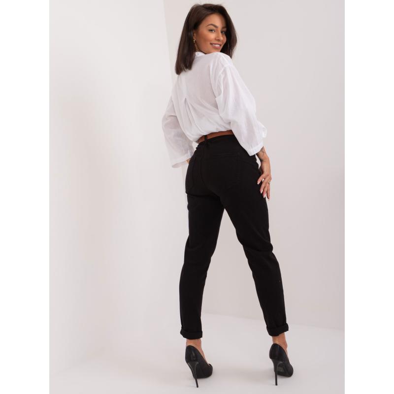 Dámské kalhoty džínové fit s páskem černé 