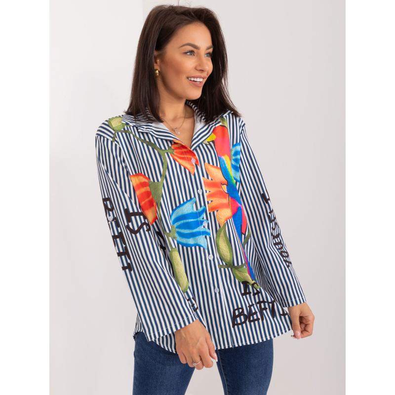 Női nyomtatott ing sötétkék és fehér