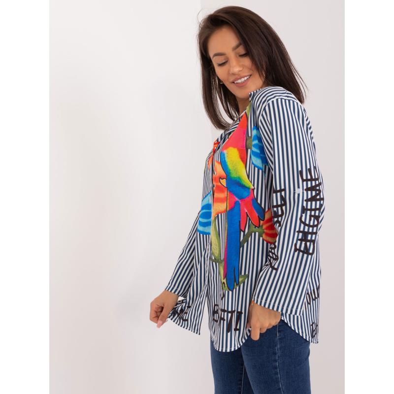 Női nyomtatott ing sötétkék és fehér