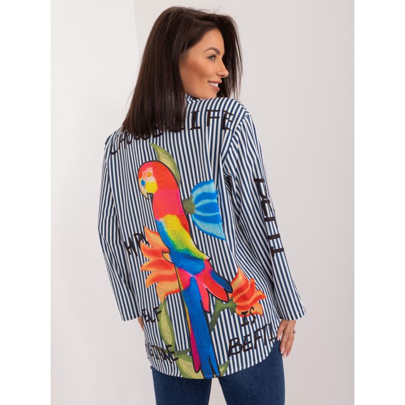 Női nyomtatott ing sötétkék és fehér