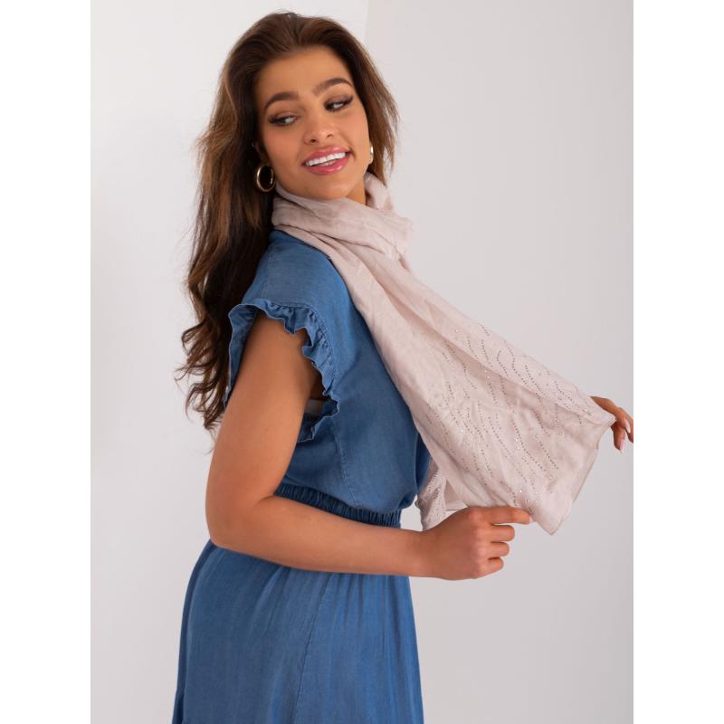 Női sál applikációkkal bézs színű