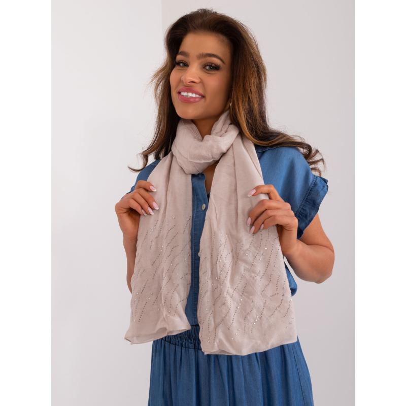 Női sál applikációkkal bézs színű