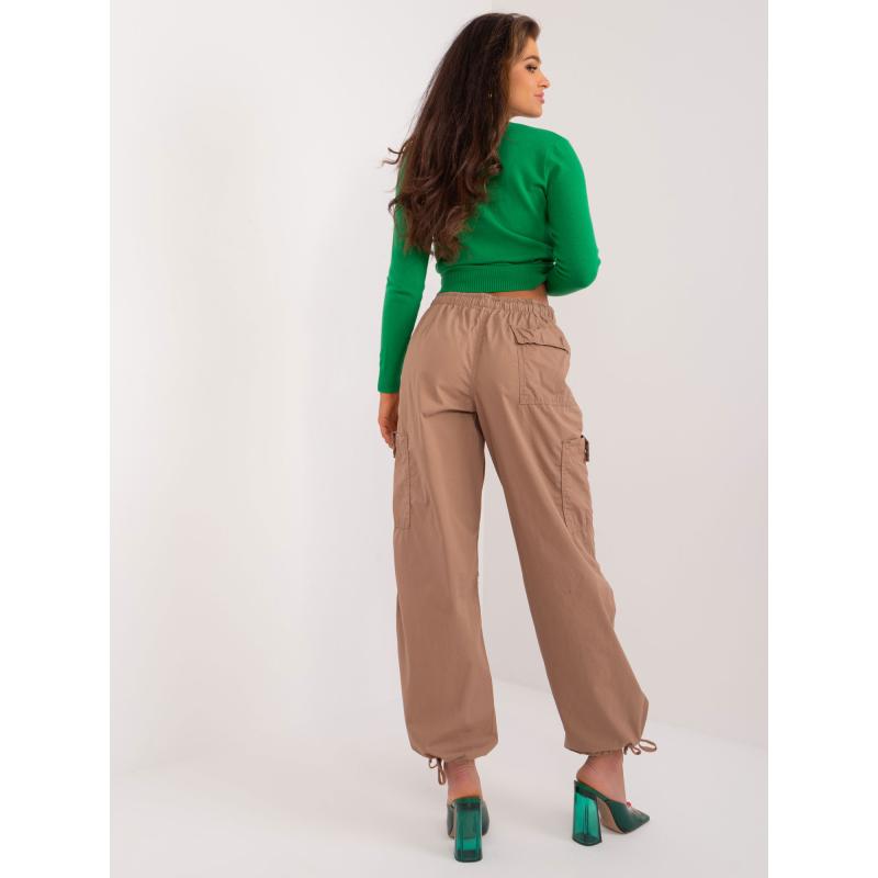 Dámské kalhoty cargo z bavlny SUBLEVEL světle hnědé 