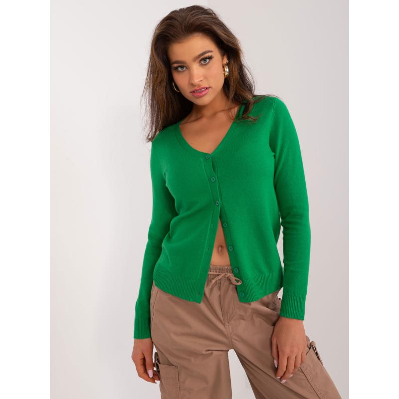 Női klasszikus gombos pulóver zöld