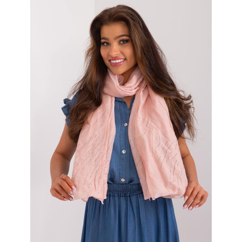 Dámská šála s kamínky světle růžová 