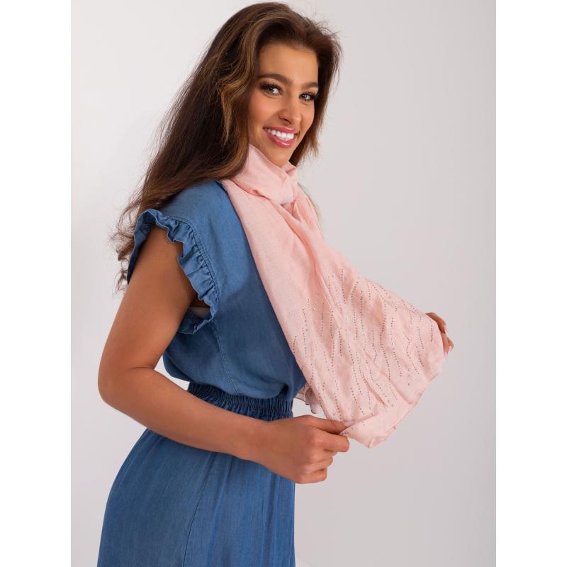 Dámská šála s kamínky světle růžová 