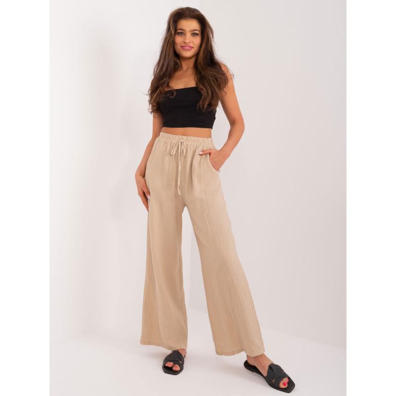 Női nadrág nyakkendővel bézs