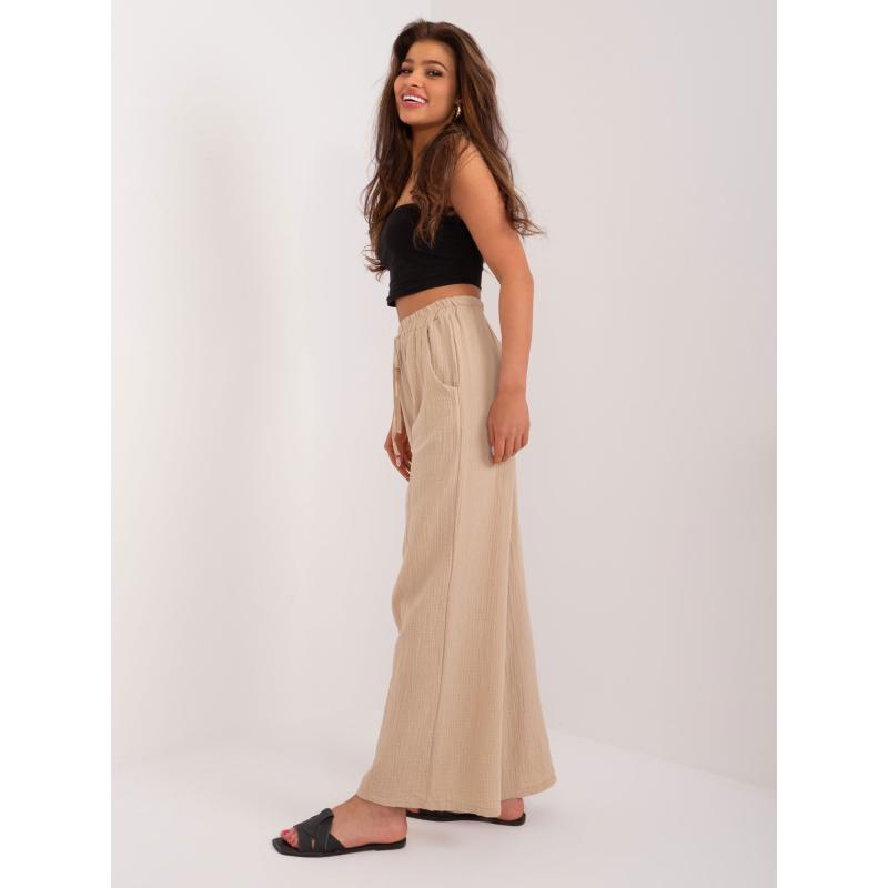 Női nadrág nyakkendővel bézs