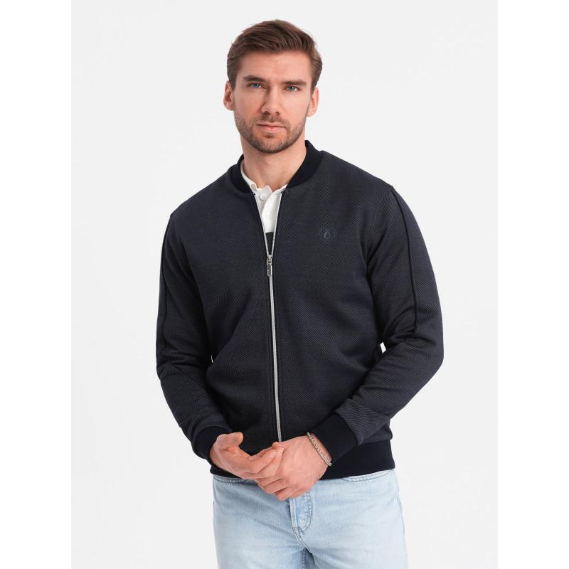 Pánska ľahká bunda bomber s podšívkou s logom tmavomodrá