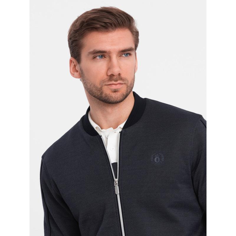 Pánska ľahká bunda bomber s podšívkou s logom tmavomodrá