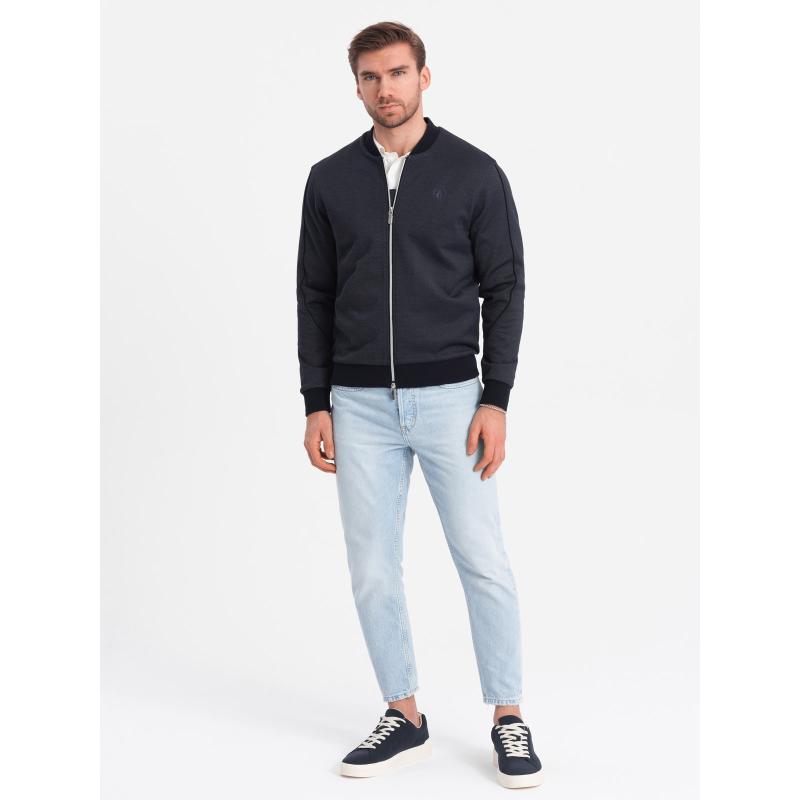 Pánska ľahká bunda bomber s podšívkou s logom tmavomodrá