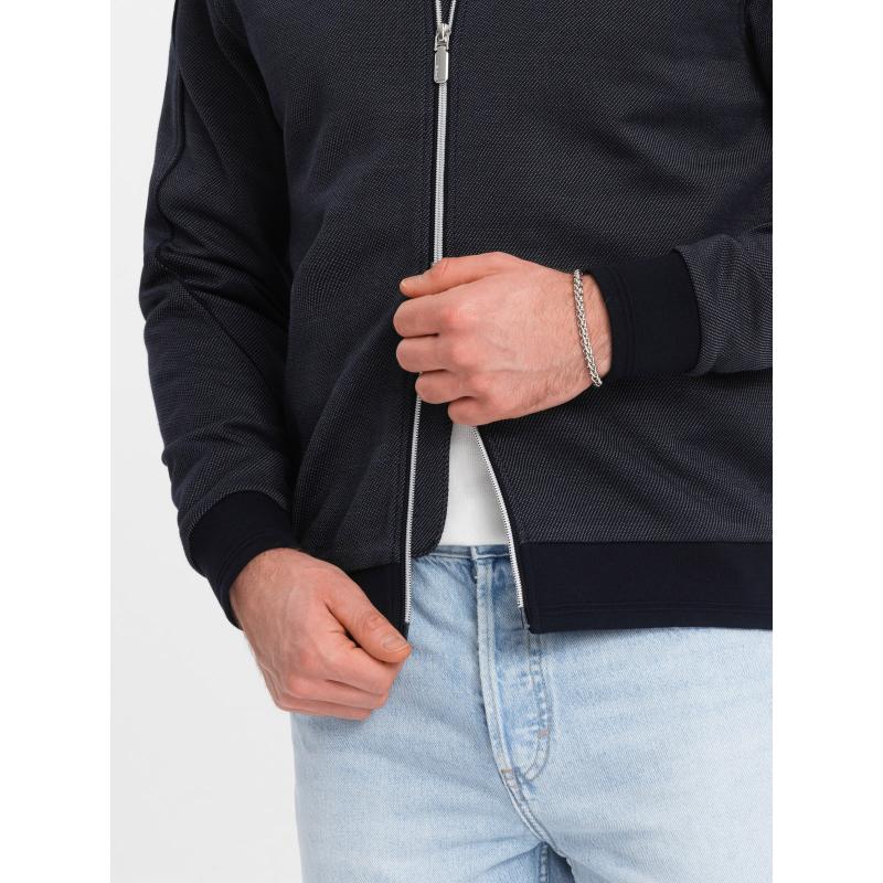 Pánska ľahká bunda bomber s podšívkou s logom tmavomodrá