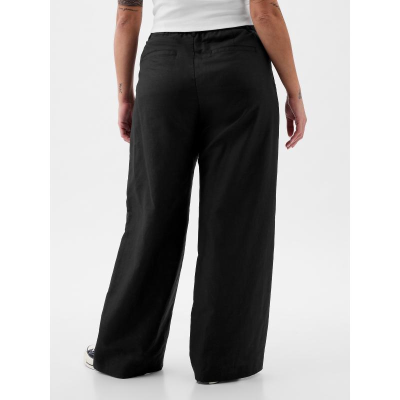 Ľanové nohavice s vysokým pásom