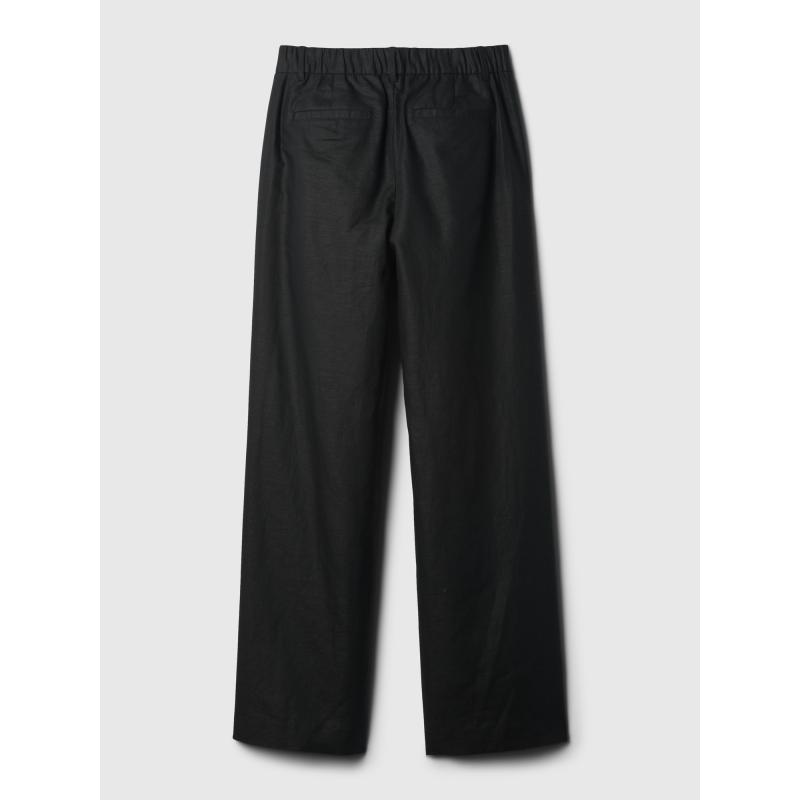 Ľanové nohavice s vysokým pásom