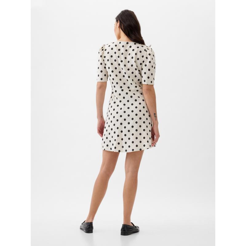 Ľanové bodkované mini šaty