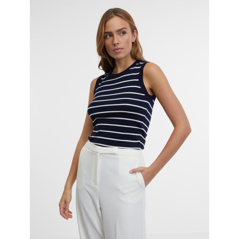 Tmavomodrý dámsky pruhovaný top