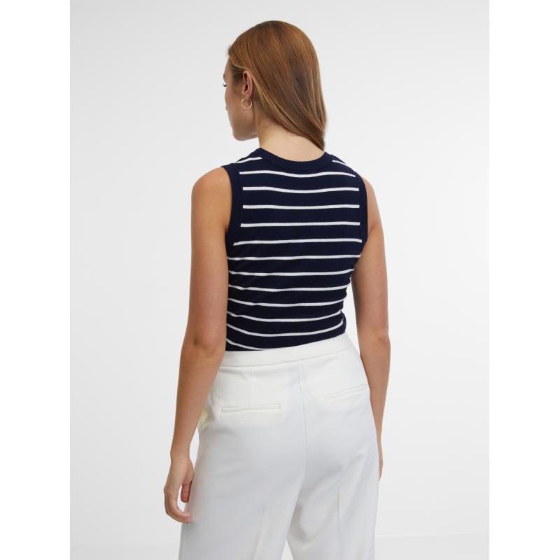 Tmavomodrý dámsky pruhovaný top