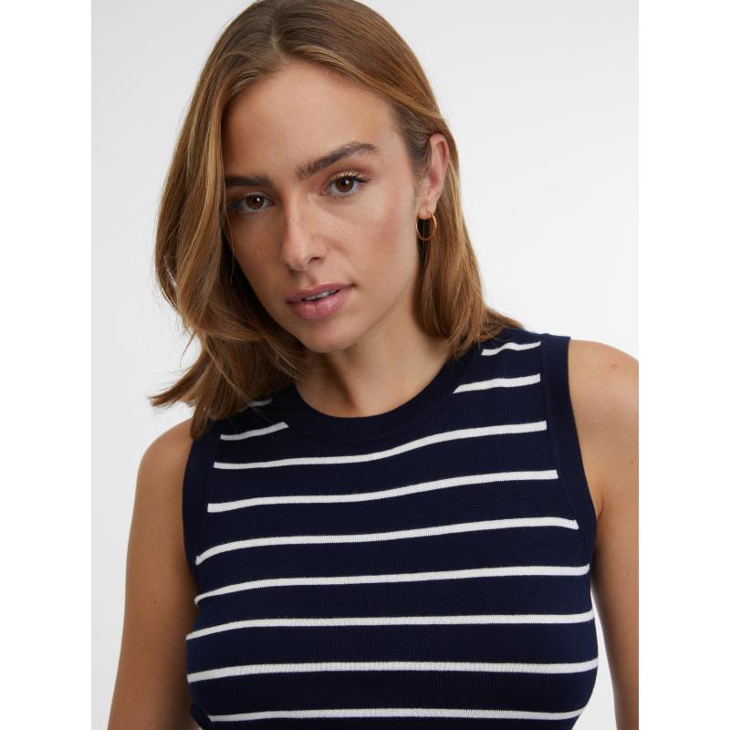 Tmavomodrý dámsky pruhovaný top