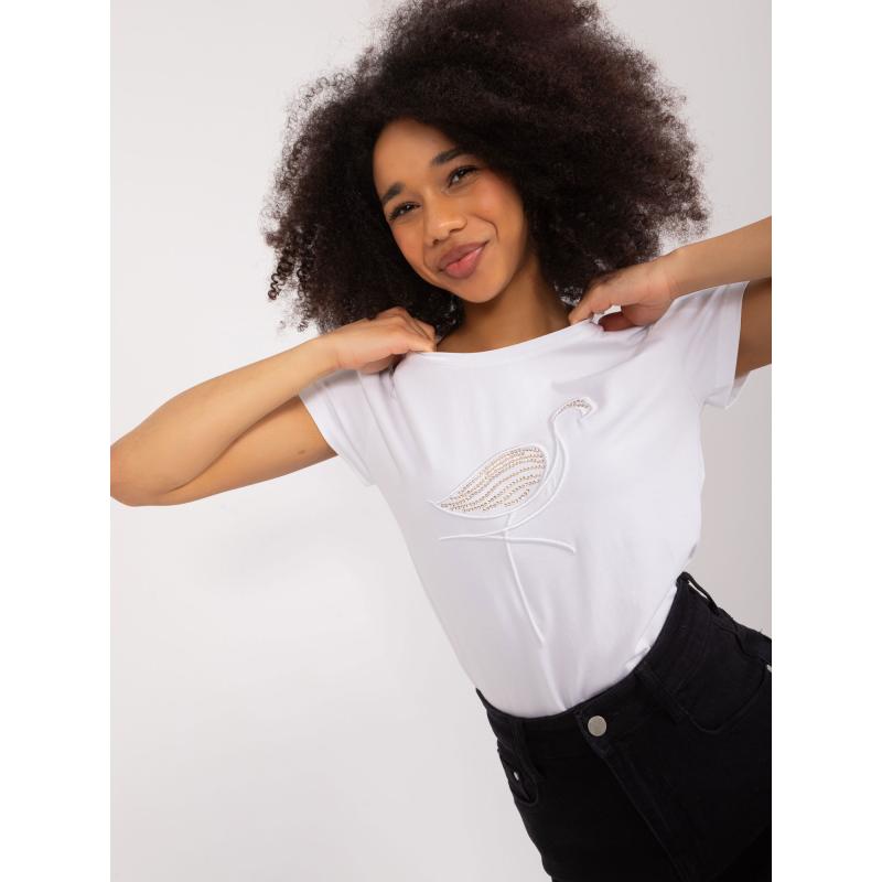 Dámské tričko s flitry BASIC FEEL GOOD bílé 