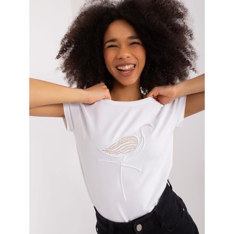 Dámské tričko s flitry BASIC FEEL GOOD bílé 