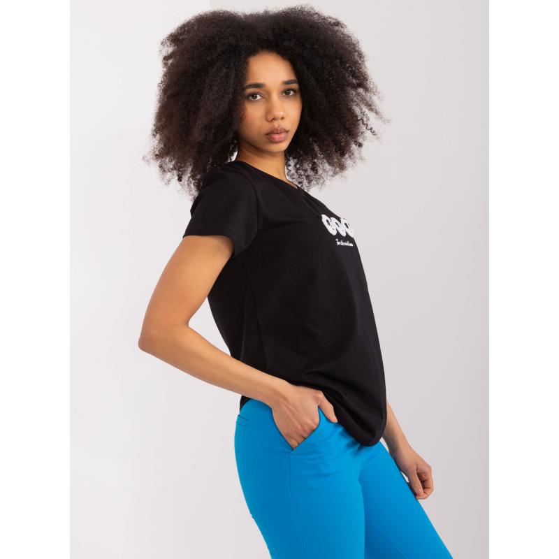 Női póló pandákkal BASIC FEEL GOOD fekete