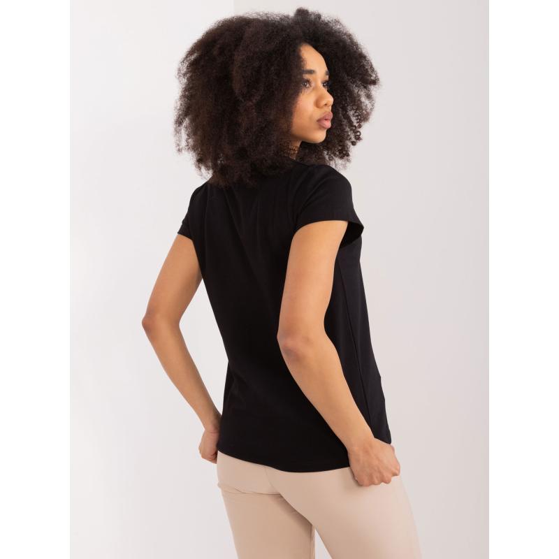 Női póló applikációkkal BASIC FEEL GOOD fekete