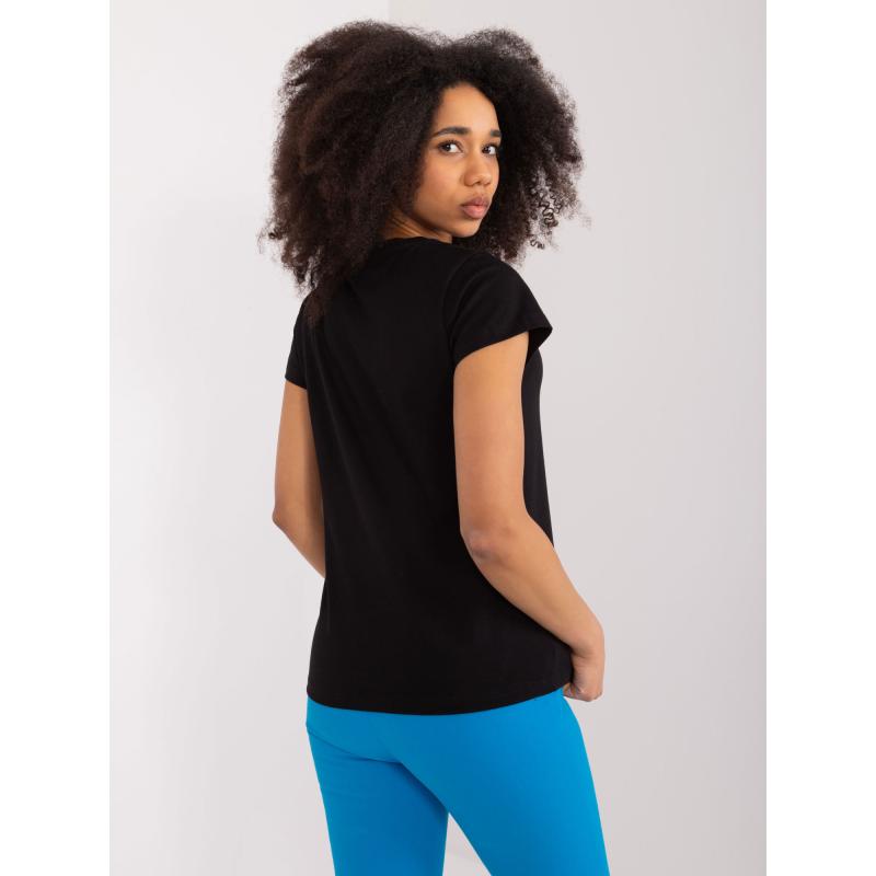 Női póló 3D-s applikációkkal BASIC FEEL GOOD fekete