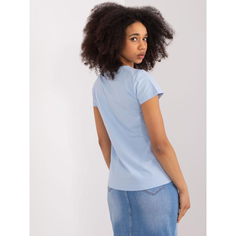 Dámské tričko s nápisem BASIC FEEL GOOD světle modré 