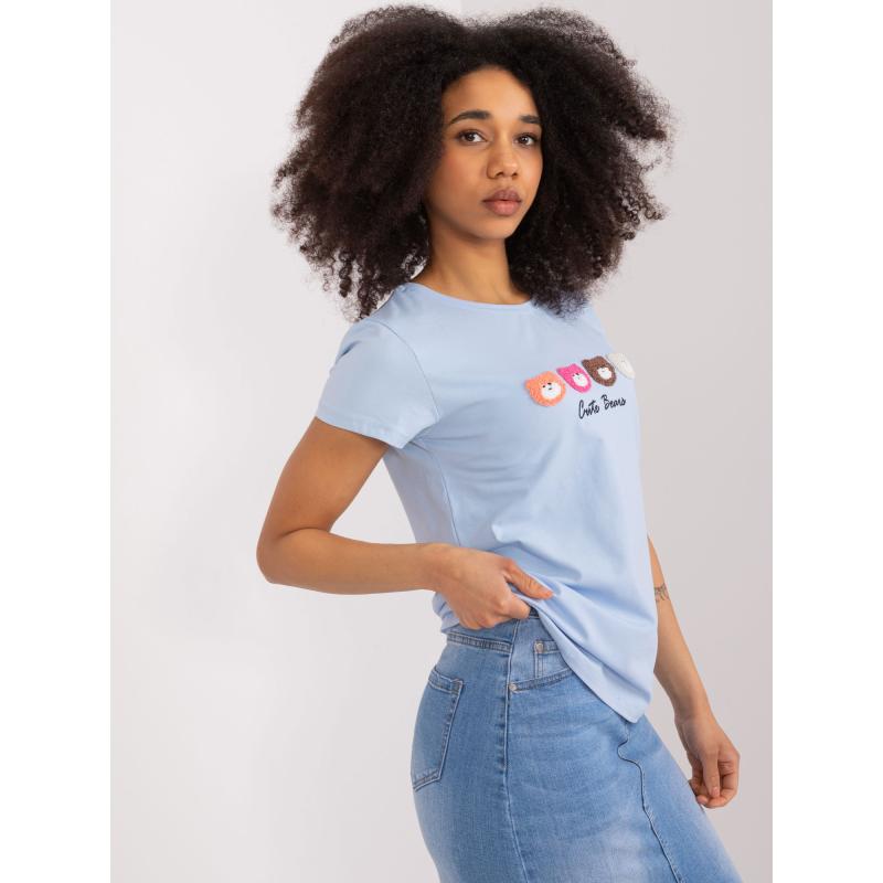 Dámské tričko s nápisem BASIC FEEL GOOD světle modré 