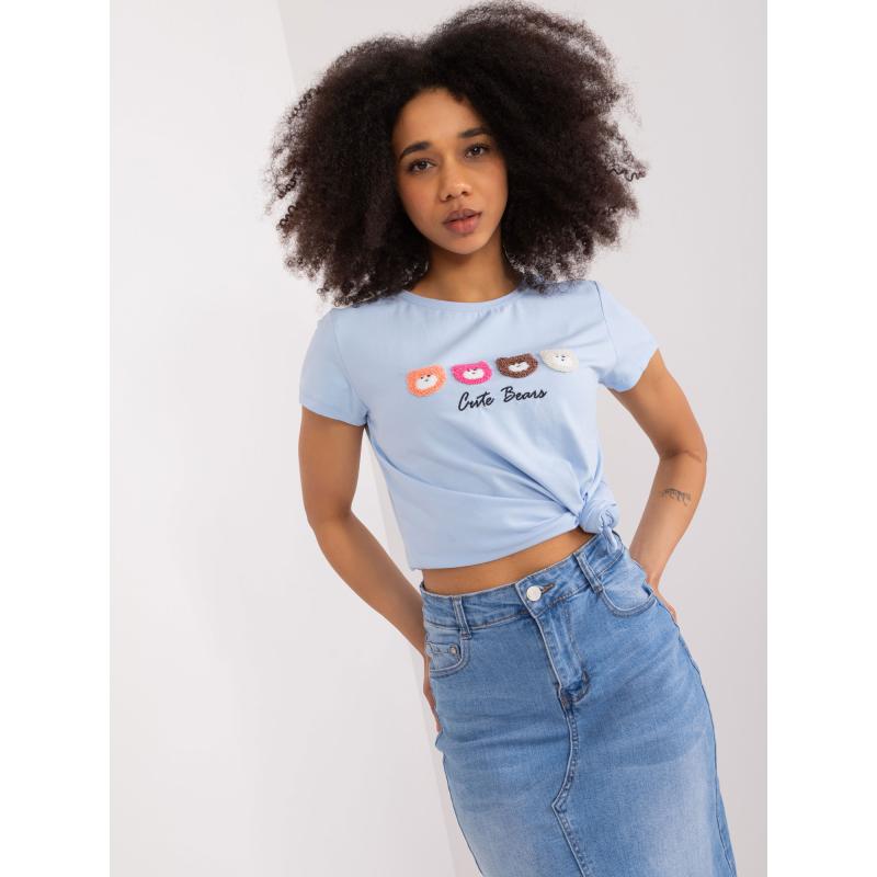 Dámské tričko s nápisem BASIC FEEL GOOD světle modré 